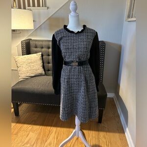 Black and white tweed dress